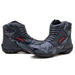 410AT-Bota para motociclista em couro legítimo AS-SPIRIT semi-impermeável respirável na cor cinza camuflado