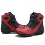 410AT-Bota para motociclista em couro legítimo AS-SPIRIT semi-impermeável respirável na cor vermelho 