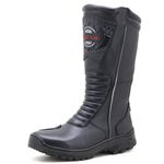 430AT-Bota para Motociclista De Couro resistente e Impermeável (chuva) forrada com tecido espumado na cor preto