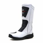 430AT-Bota para Motociclista De Couro resistente e Impermeável (chuva) forrada com tecido espumado na cor branco