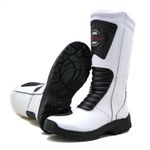 430AT-Bota para Motociclista De Couro resistente e Impermeável (chuva) forrada com tecido espumado na cor branco