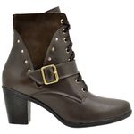 9066AT-Bota Coturno feminino Moda inverno em couro na cor café 