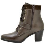 9066AT-Bota Coturno feminino Moda inverno em couro na cor café 