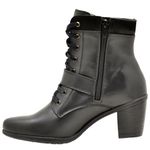 9066AT-Bota Coturno feminino Moda inverno em couro na cor preto