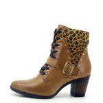 9066AT-Bota Coturno feminino Moda inverno em couro na cor whisky