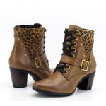 9066AT-Bota Coturno feminino Moda inverno em couro na cor whisky