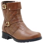 9109AT-Bota Coturno feminino Moda inverno em couro na cor brandy