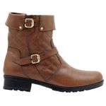 9109AT-Bota Coturno feminino Moda inverno em couro na cor brandy