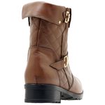 9109AT-Bota Coturno feminino Moda inverno em couro na cor brandy