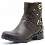 9109AT-Bota Coturno feminino Moda inverno em couro na cor cafe