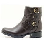 9109AT-Bota Coturno feminino Moda inverno em couro na cor cafe