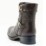 9109AT-Bota Coturno feminino Moda inverno em couro na cor cafe