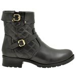 9109AT-Bota Coturno feminino Moda inverno em couro na cor preto
