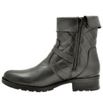 9109AT-Bota Coturno feminino Moda inverno em couro na cor preto