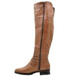 9111AT-Bota feminina montaria over em couro legitimo forrada em tecido espumado cor brandy