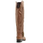 9111AT-Bota feminina montaria over em couro legitimo forrada em tecido espumado cor brandy