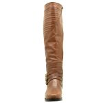 9111AT-Bota feminina montaria over em couro legitimo forrada em tecido espumado cor brandy