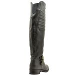 9111AT-Bota feminina montaria over em couro legitimo forrada em tecido espumado cor preto