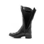9117AT-Bota feminina cano alto sem refletivo para motociclista couro legítimo forrada na cor preta