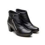 9205AT-Bota Coturno feminino cano baixo em couro legítimo na cor preta 