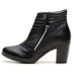 9205AT-Bota Coturno feminino cano baixo em couro legítimo na cor preta 