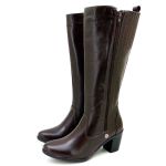 9208-Bota cano alto Montaria com elástico ajustável de na panturrilha couro legítimo com dois zíperes na cor marrom