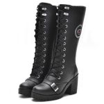 9402-Bota cano alto Montaria e/ou para motociclista cano alto ajustavel panturrilha em couro natural na cor preta