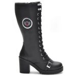 9402-Bota cano alto Montaria e/ou para motociclista cano alto ajustavel panturrilha em couro natural na cor preta