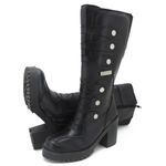 9403-Bota cano alto Montaria e/ou para motociclista Roqueira cano alto ajustavel em couro natural na cor preta 