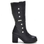 9403-Bota cano alto Montaria e/ou para motociclista Roqueira cano alto ajustavel em couro natural na cor preta 