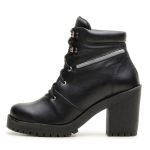 9405AT-Bota Coturno de cano curto em couro legítimo na cor preto