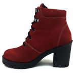 9405AT-Bota Coturno de cano curto em couro legítimo na cor vermelha 