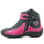 271AT-Bota para motociclista em couro Legitimo com proteção na cor Pink 