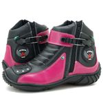 271AT-Bota para motociclista em couro Legitimo com proteção na cor Pink 