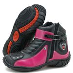 271AT-Bota para motociclista em couro Legitimo com proteção na cor Pink 