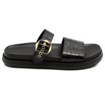 006P10FP-Papete Flatform em Napa estampa croco forrada Conforto Estilo design atual preto