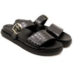 006P10FP-Papete Flatform em Napa estampa croco forrada Conforto Estilo design atual preto