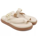 007FP-Sandalia Papete Flatform Floter Conforto e Estilo - off white