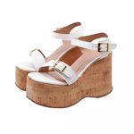 182176FP-Sandália Feminino Anabela Cortiça Plataforma Floter off white