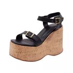 182176FP-Sandália Feminino Anabela Cortiça Plataforma Floter Preto