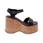 182176FP-Sandália Feminino Anabela Cortiça Plataforma Floter Preto