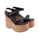 182176FP-Sandália Feminino Anabela Cortiça Plataforma Floter Preto