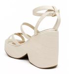 194002NFP-Sandália Feminina Anabela Com Tiras Croco Preta e Off White 
