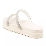 199051FP-Papete Feminina Flatform Com Tiras De Strass Napa off white