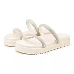 199051FP-Papete Feminina Flatform Com Tiras De Strass Napa off white