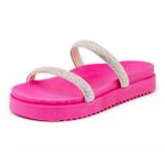 199051FP-Papete Feminina Flatform Com Tiras De Strass Napa Pink