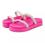 199051FP-Papete Feminina Flatform Com Tiras De Strass Napa Pink