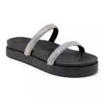 199051FP-Papete Feminina Flatform Com Tiras De Strass Napa Preta