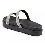 199051FP-Papete Feminina Flatform Com Tiras De Strass Napa Preta