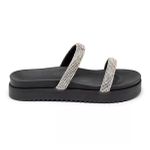199051FP-Papete Feminina Flatform Com Tiras De Strass Napa Preta